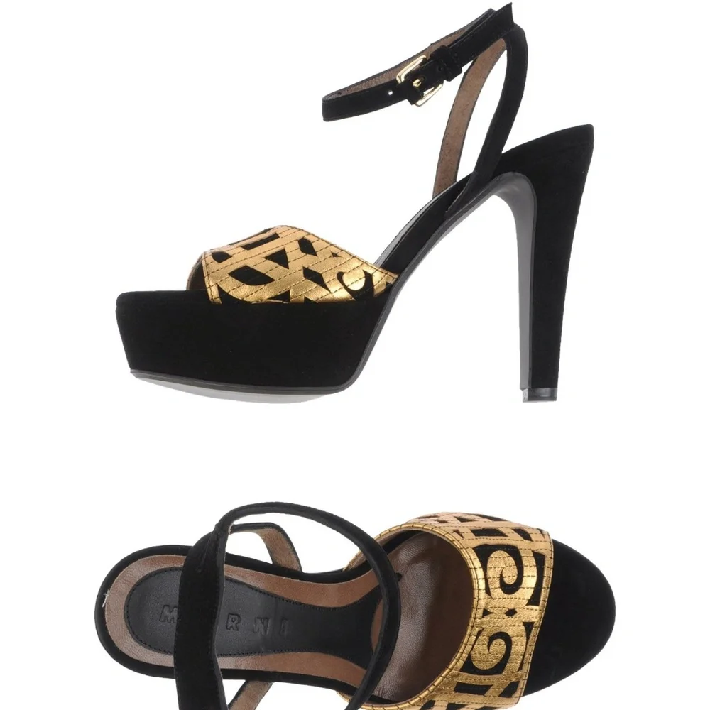 NIB MARNI leather ‎ black/ gold pumps. MUST HAVE - Picture 3 of 4